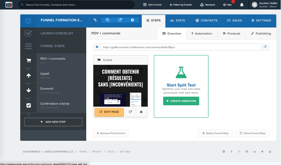 Gestion de l'AB testing dans Clickfunnels