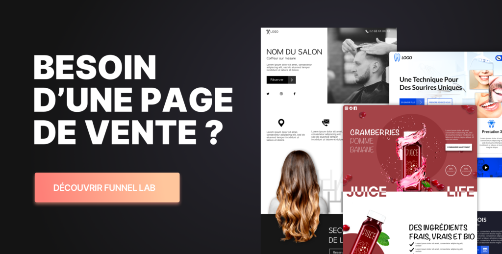 Publicité pour conception de page de vente par l'agence Funnel Lab